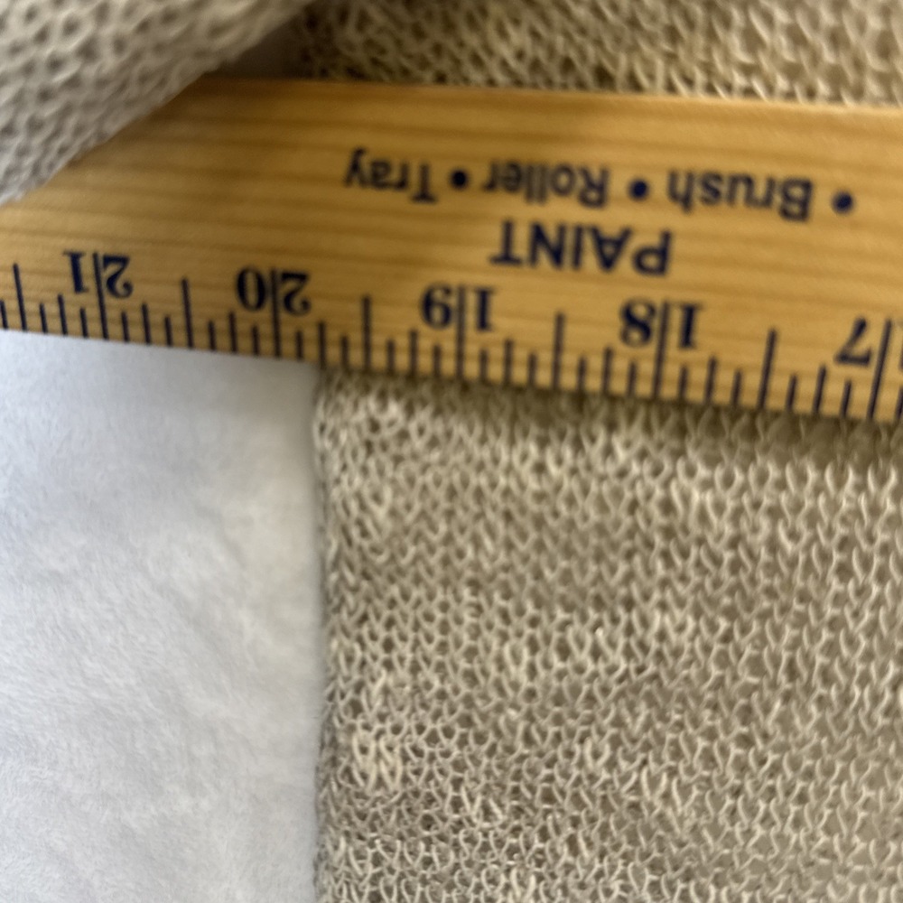 EILEEN FISHER Sweater Medium Beige Open-Weave Tunic Linen Blend Leather Trim - Picture 10 of 10